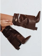 Dámské kozačky na jehlovém podpatku s širokým svrškem hnědé Dstreet model 21992368 - FashionStreet