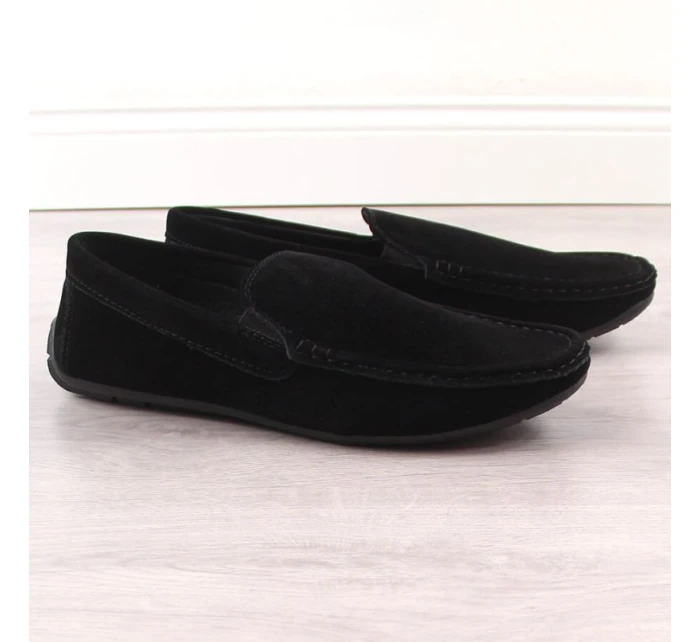Pánské semišové prolamované mokasíny černé model 21904542