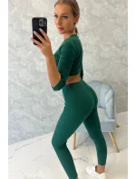 Pruhovaná souprava krátký top tmavě zelená Pruhovaná souprava krátký top tmavě zelená