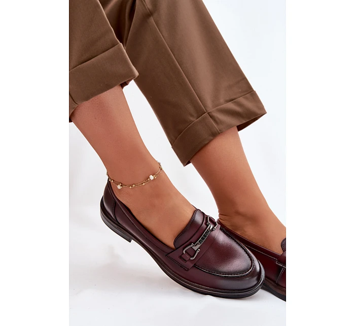 Kožené dámské mokasyny Vinceza 39983 bordó