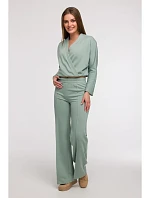 B296 Široké nohavice s prednými švami - mentolové