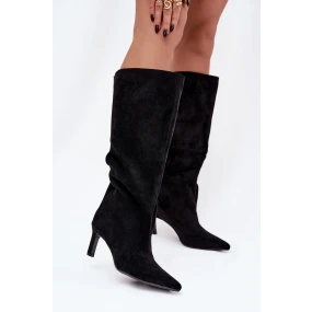 Dámske čižmy z eko semišu s ihličkovým podpätkom Phelin - čierne Dámske čižmy z eko semišu s ihličkovým podpätkom Phelin - čierne