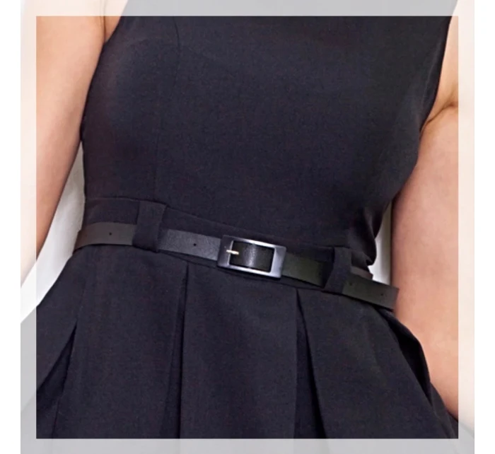 Dámske spoločenské šaty FOLD so skladmi a opaskom stredne dlhé čierne - Čierna - Numoco Dámske spoločenské šaty FOLD so skladmi a opaskom stredne dlhé čierne - Čierna - Numoco