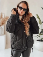 Dámska zimná bunda LOVEWARM krátka prešívaná s kapucňou čierna FashionStreet TY5039 Dámska zimná bunda LOVEWARM krátka prešívaná s kapucňou čierna FashionStreet TY5039