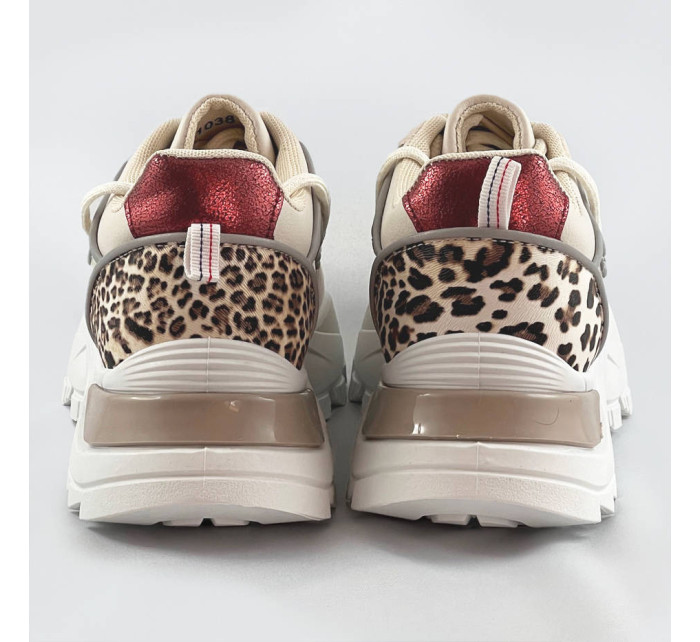 Béžové dámske športové topánky so zvieracím motívom (VIVI1038)