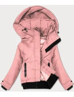 Růžová krátká dámská bunda se stahovacími lemy model 21469333 - J.STYLE