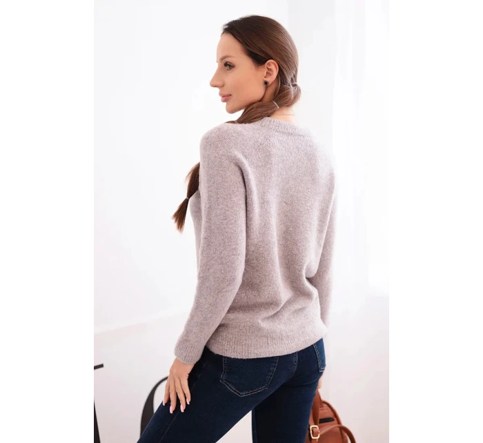 Dámský svetr z baby alpaky s dlouhým rukávem tmavě béžový