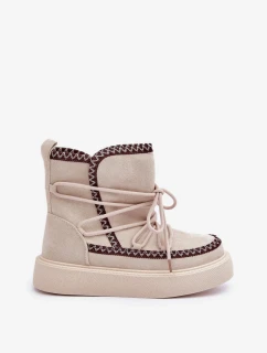 Dámske vyšívané snehule na platforme svetlo béžové Naleris