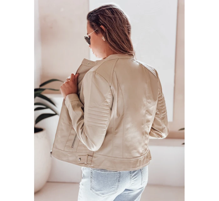 Dámská kožená bunda beige Dstreet model 21991902 - FashionStreet Dámská kožená bunda beige Dstreet model 21991902 - FashionStreet