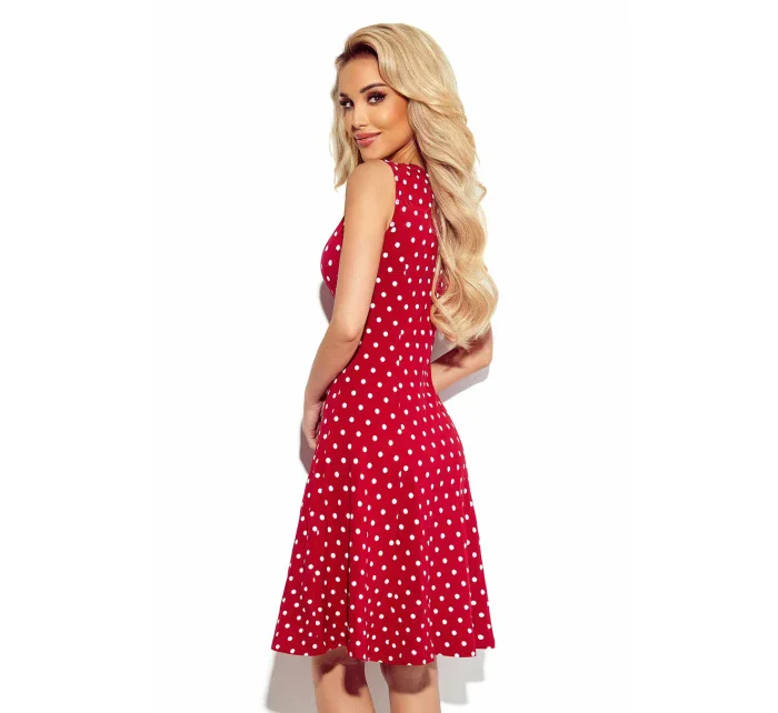 241-2 STELLA Šaty so skladaným výstrihom - bordové s prúžkami