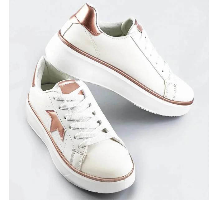 Bielo-medené šnurovacie tenisky sneakers s hviezdičkou (BB126N)