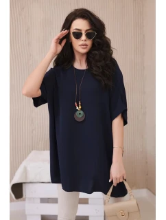 Oversized halenka s přívěskem námořnická modř