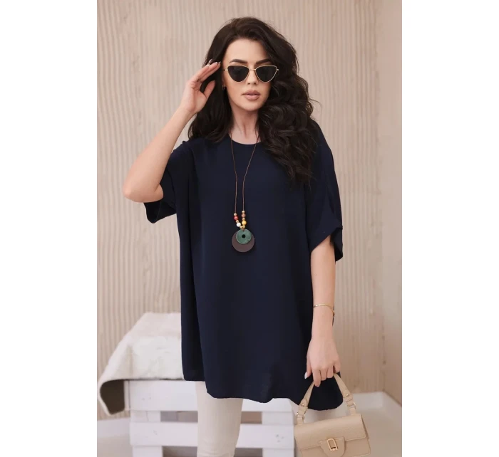 Oversized halenka s přívěskem námořnická modř