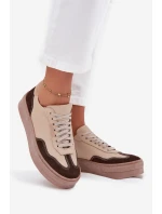Kožené dámské tenisky na platformě model 21707354 béžové - Zazoo
