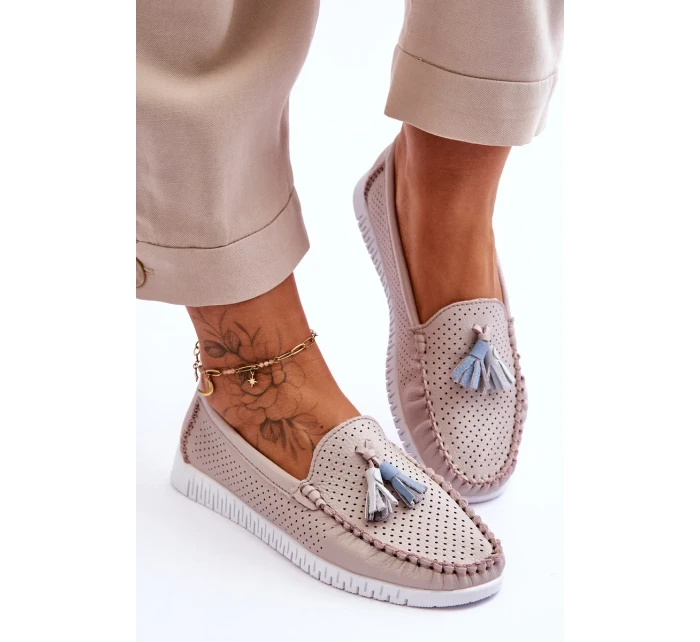 Dámské prolamované kožené mokasíny Světle růžové Lanzarot Dámské prolamované kožené mokasíny Světle růžové Lanzarot
