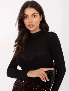 Priliehavá kašmírová blúzka s rolákom čierna (21819)