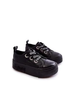 Dziecięce Skórzane Trampki BIG STAR KK374059 Czarne Dziecięce Skórzane Trampki BIG STAR KK374059 Czarne