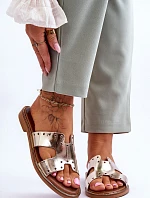 Zazoo 40326 Damskie Klapki Z Ozdobnymi Wycięciami Złote