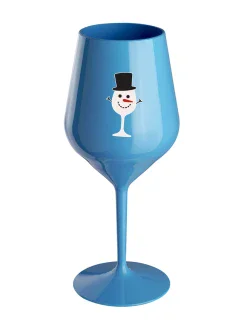 SNĚHULÁČEK - modrá nerozbitná sklenice na víno 470 ml
