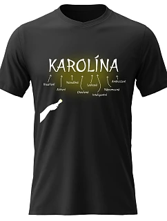 Dámské bavlněné tričko s potiskem - VLASTNOSTI - KAROLÍNA - černé