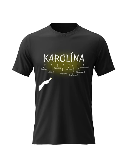 Dámské bavlněné tričko s potiskem - VLASTNOSTI - KAROLÍNA - černé