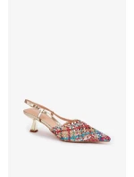 Dámske lodičky na podpätku 8338-302 Gold Mixed Colours - DAY-VINE Shoes