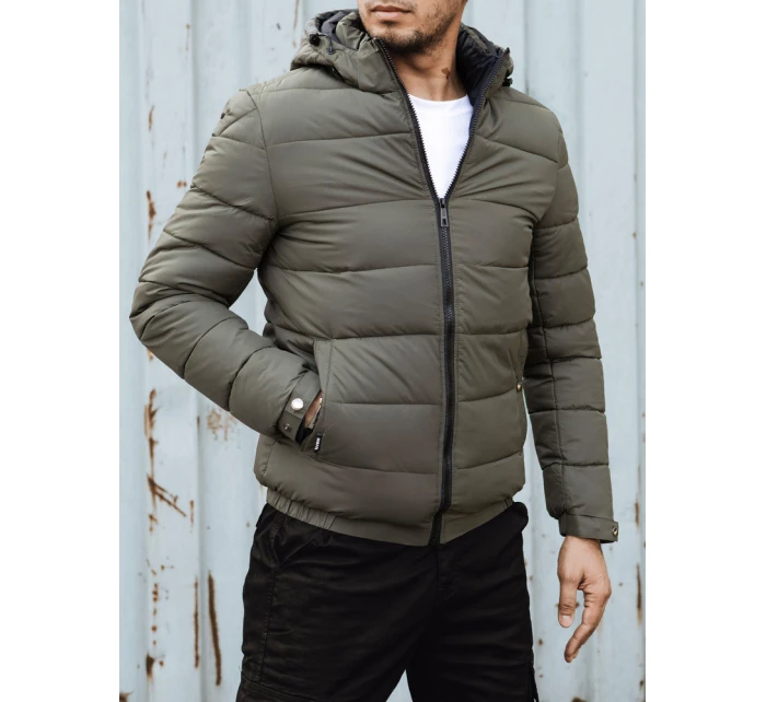 Pánska prešívaná zimná bunda s kapucňou zelená FashionStreet TX4846