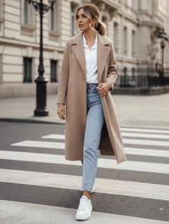 Dámsky oversize kabát MANTOVA dlhý camel FashionStreet NY0739