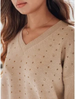 Svetr s výstřihem do V camel Dstreet model 21991005 - FashionStreet