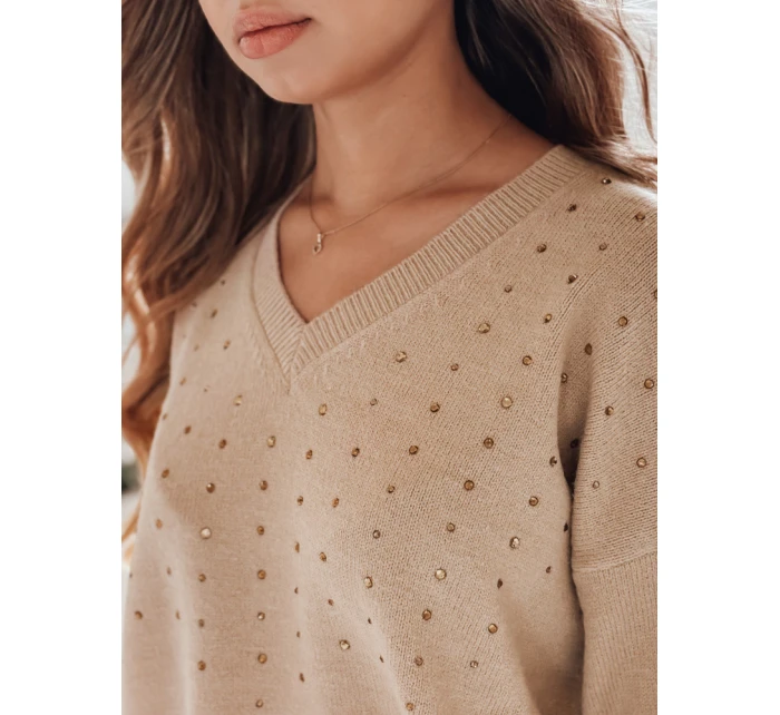 Svetr s výstřihem do V camel Dstreet model 21991005 - FashionStreet