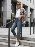 Jeansy damskie 7/8 mom fit z wysokim stanem niebieskie model 22029995 - FashionStreet