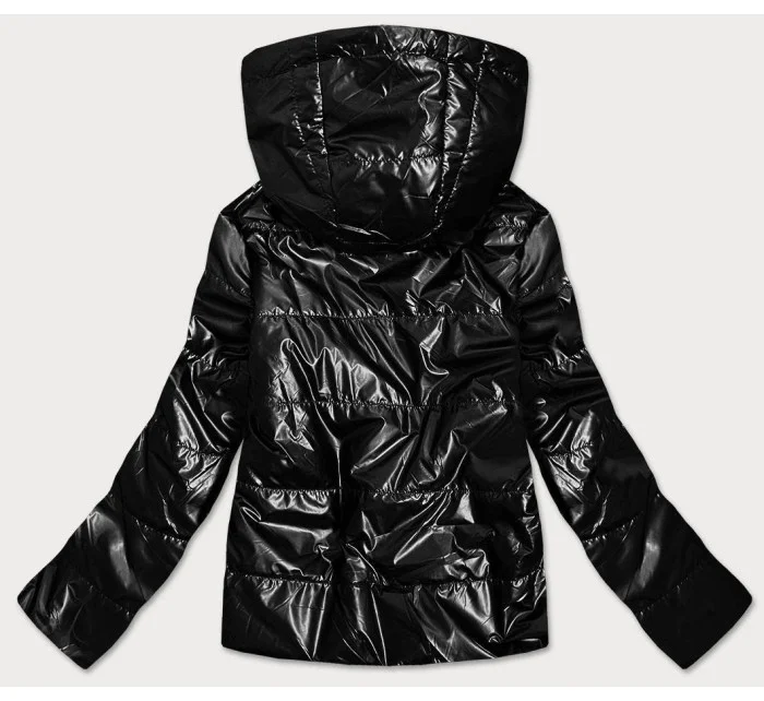 Lesklá černá dámská bunda s kapucí model 14951875 - S'WEST