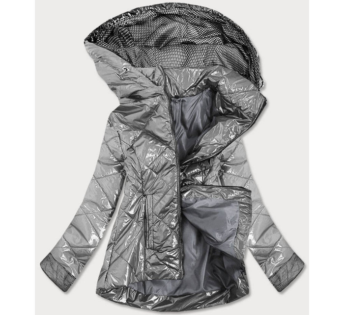 Stříbrná lesklá prošívaná dámská bunda model 16148171 - S'WEST