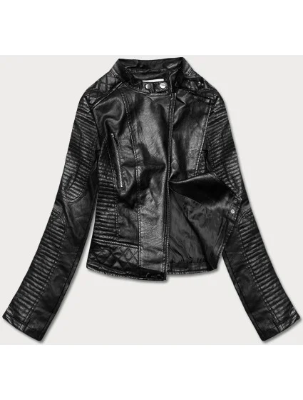 Čierna bunda ramoneska so stojačikom (HM40)