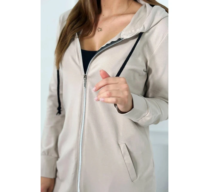 Bluza model 20541214 z kapturem beżowa - K-Fashion