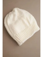 Dámska zimná akrylová čiapka s ozdobným úpletom K462 ecru