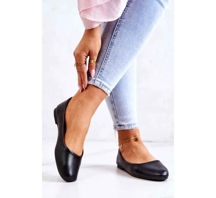Skórzane Klasyczne Baleriny Czarne Stacee Skórzane Klasyczne Baleriny Czarne Stacee
