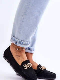 Wsuwane Damskie Zamszowe Mokasyny Czarne Sorento