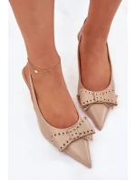 Lodičky Na Podpatku S Mašlí Béžové model 21698718 - Boto