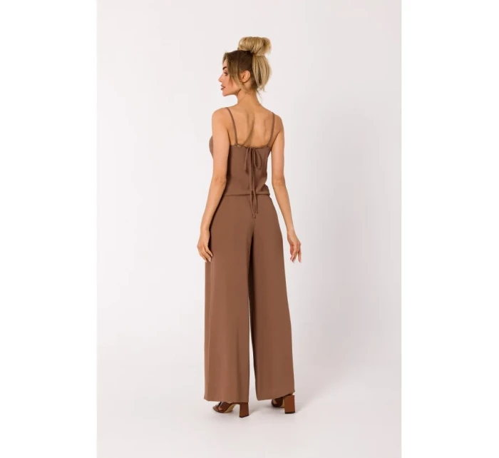 M737 Kombinéza so špagetovými ramienkami - čokoládová M737 Kombinéza so špagetovými ramienkami - čokoládová