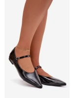 Dámske lakované baleríny s remienkom Jarelle - čierne Dámske lakované baleríny s remienkom Jarelle - čierne