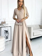 Dámske čipkované šaty 309-10 AMBER beige - Numoco
