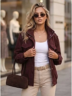Dámská semišová bomberka v barvě bordó od FashionStreet TY5915