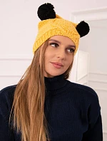 Fleecová čiapka 2 brmbolce K291 žltá
