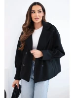 Dámská krátká model 22036095 bunda s límcem černá - K-Fashion