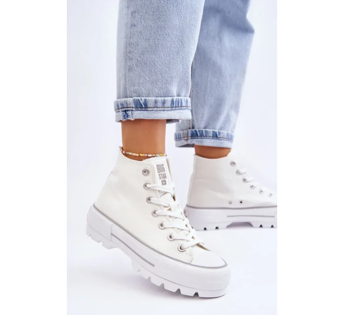 Vysoký Látkové tenisky na platformě Big Star LL274156 Bílá Vysoký Látkové tenisky na platformě Big Star LL274156 Bílá