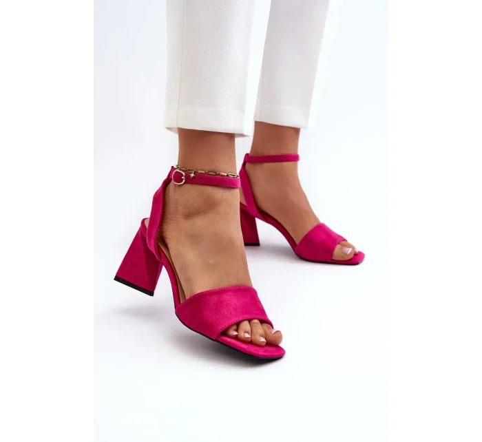 Dámske sandále na vysokom podpätku z eko semišu Fuchsia Upttima Dámske sandále na vysokom podpätku z eko semišu Fuchsia Upttima