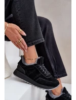 Semišové dámske tenisky s kožušinou a lesklým prvkom Big Star OO274580 Hi-Poly System black Semišové dámske tenisky s kožušinou a lesklým prvkom Big Star OO274580 Hi-Poly System black