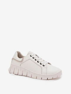 Dámske kožené šnurovacie topánky Vinceza - biele