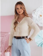 Dámský žebrovaný svetr oversize ecru Dstreet model 21986099 - FashionStreet